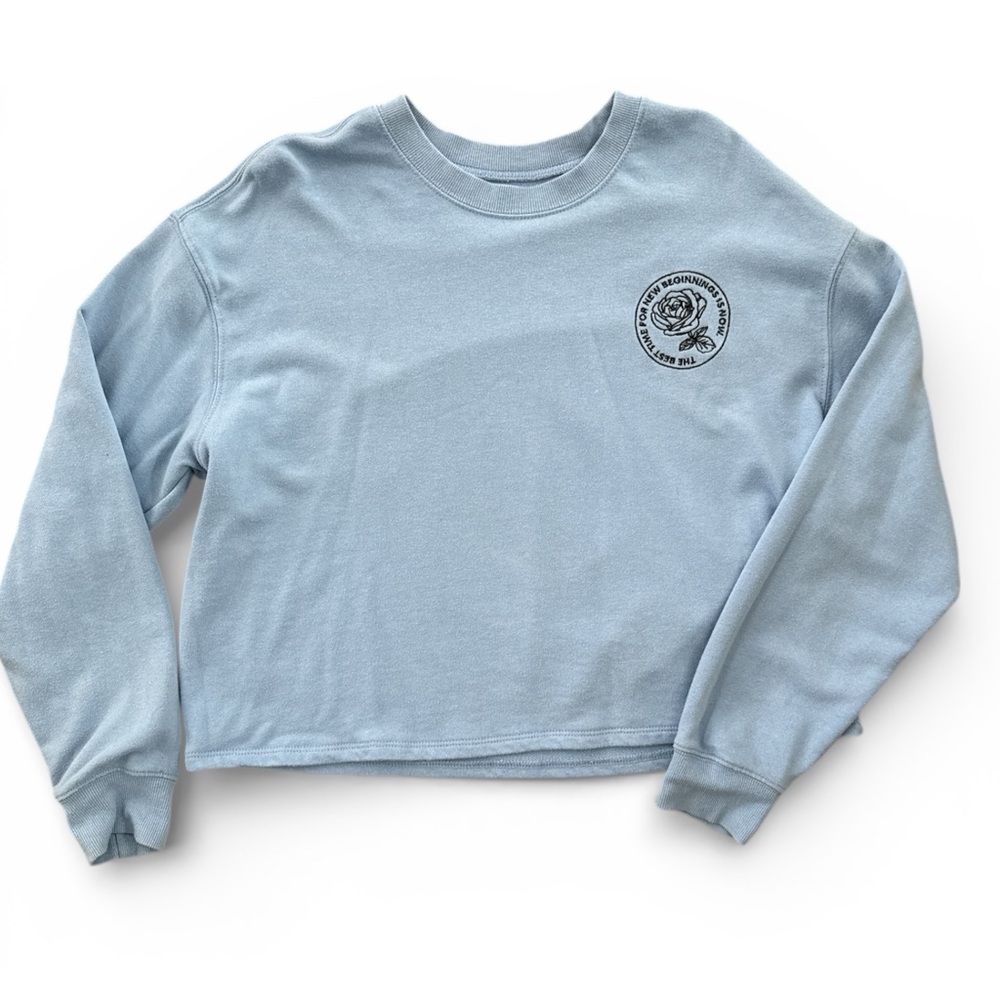 Light Blue Cropped Sweatshirt